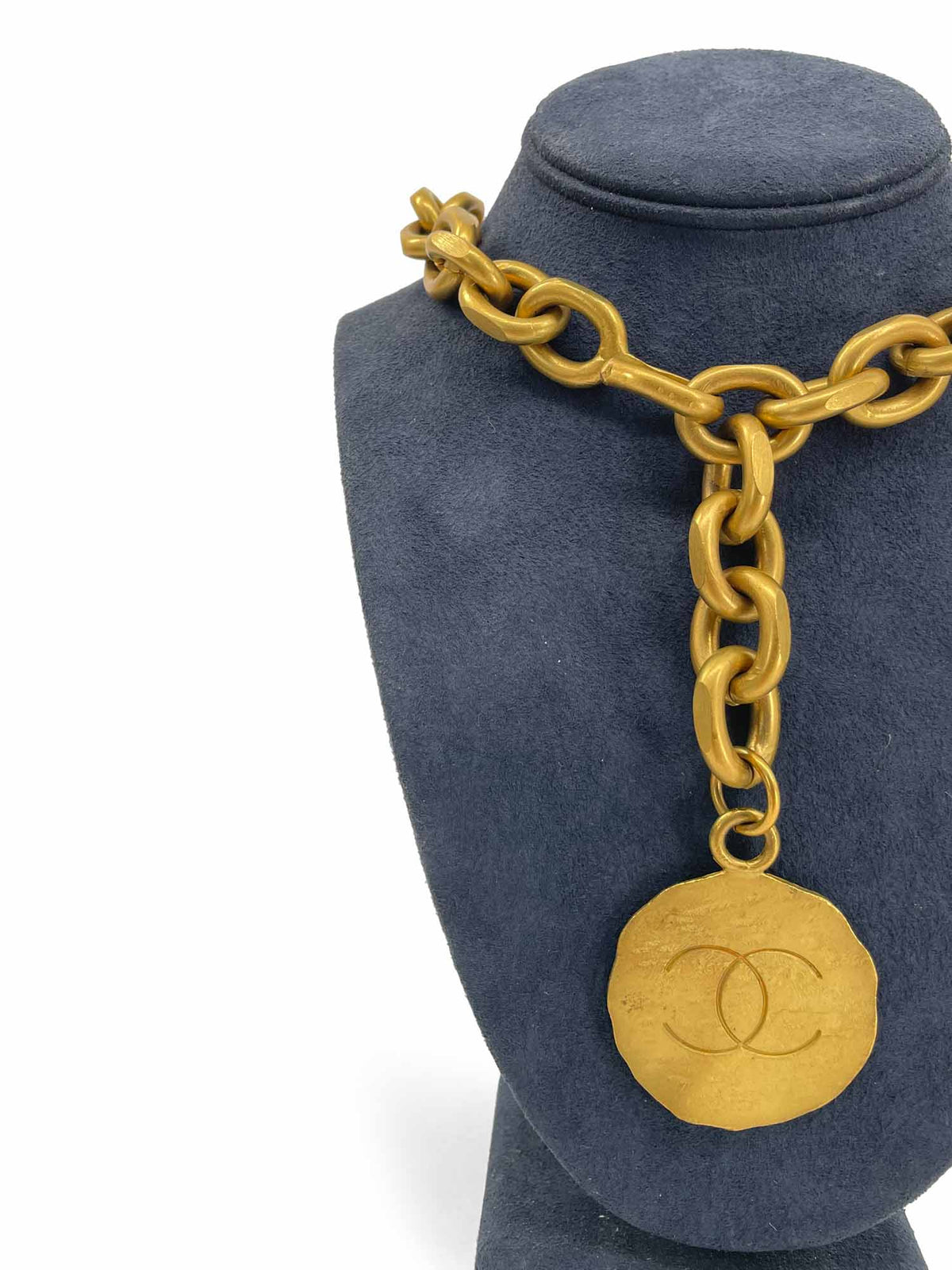 Chanel Vintage CC Logo K Gold Plated Chunky Chain Necklace Belt Gold