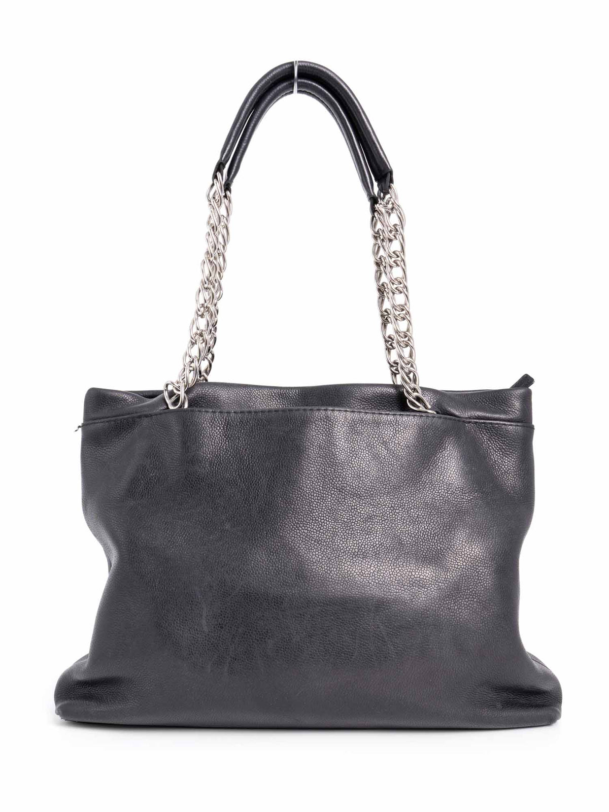 Chanel Vintage CC Logo Caviar Leather Shopper Bag Black