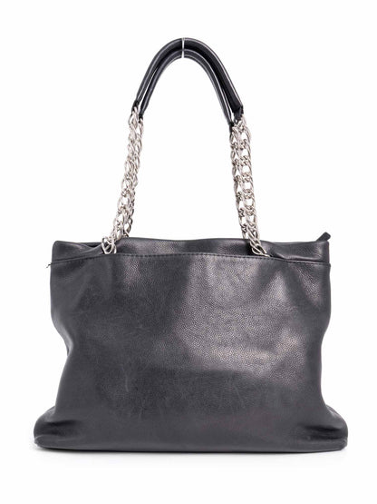 Chanel Vintage CC Logo Caviar Leather Shopper Bag Black