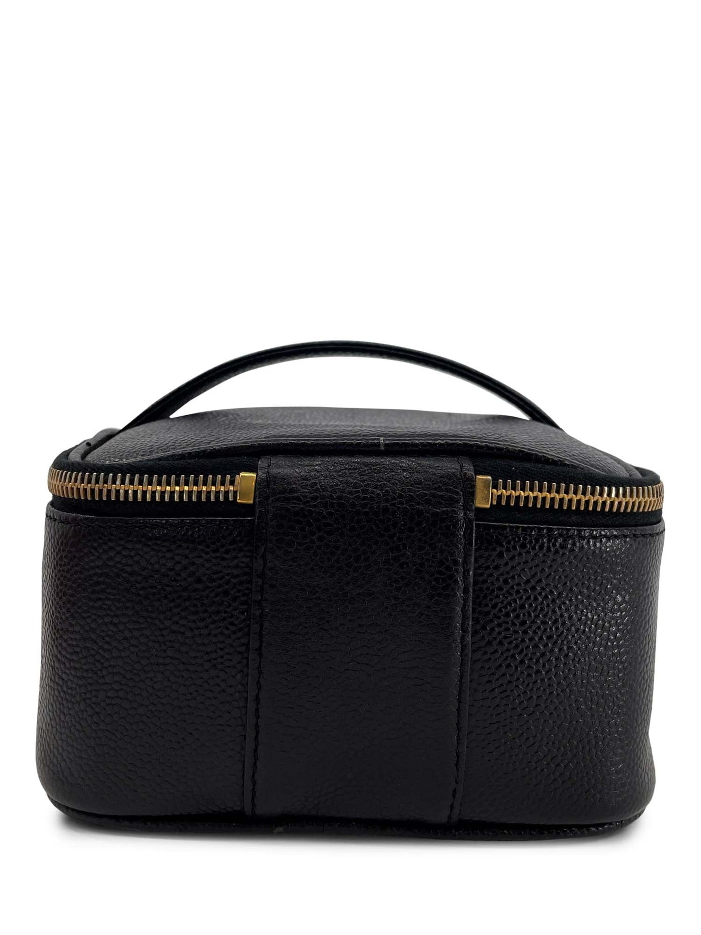 Chanel Vintage Caviar Leather k CC Logo Vanity Top Handle Bag Black