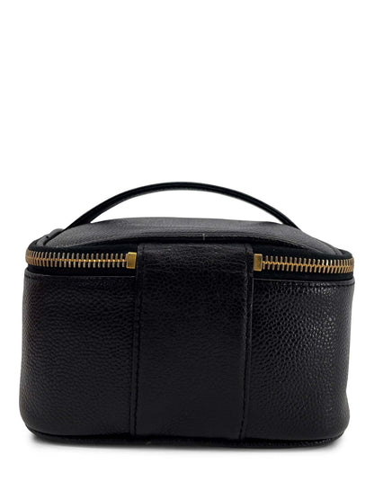 Chanel Vintage Caviar Leather k CC Logo Vanity Top Handle Bag Black