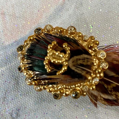CHANEL VINTAGE EDINBURGH FALL AUTUMN FEATHER BARRETTE