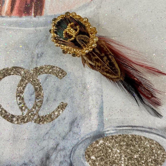 CHANEL VINTAGE EDINBURGH FALL AUTUMN FEATHER BARRETTE