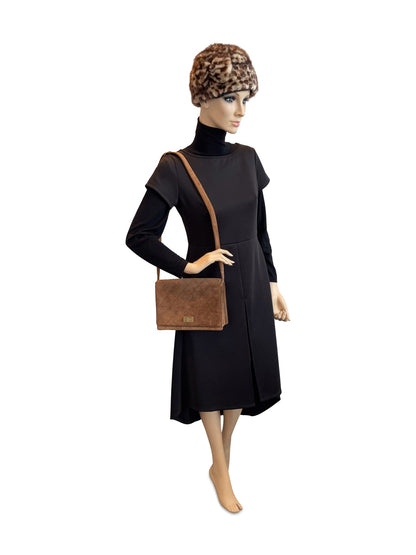 Chanel Vintage Quilted Suede Flap Messenger Bag Brown