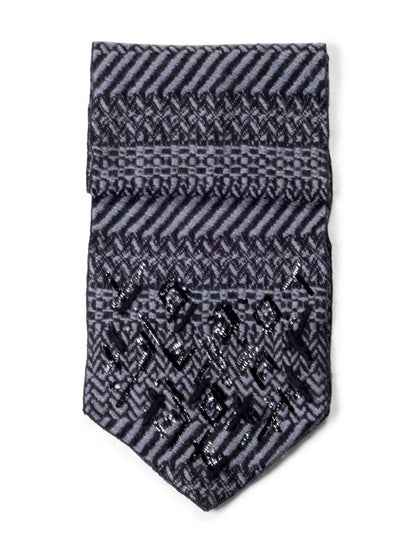 Chanel Wool Sequin Embroidered Scarf Grey Black