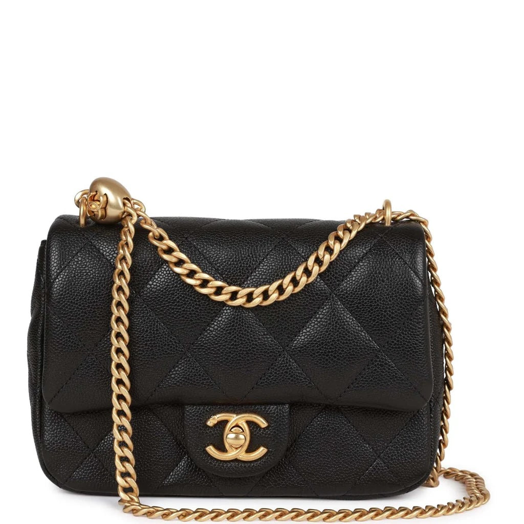 CHANEL CAVIAR QUILTED SWEETHEART MINI FLAP BAG