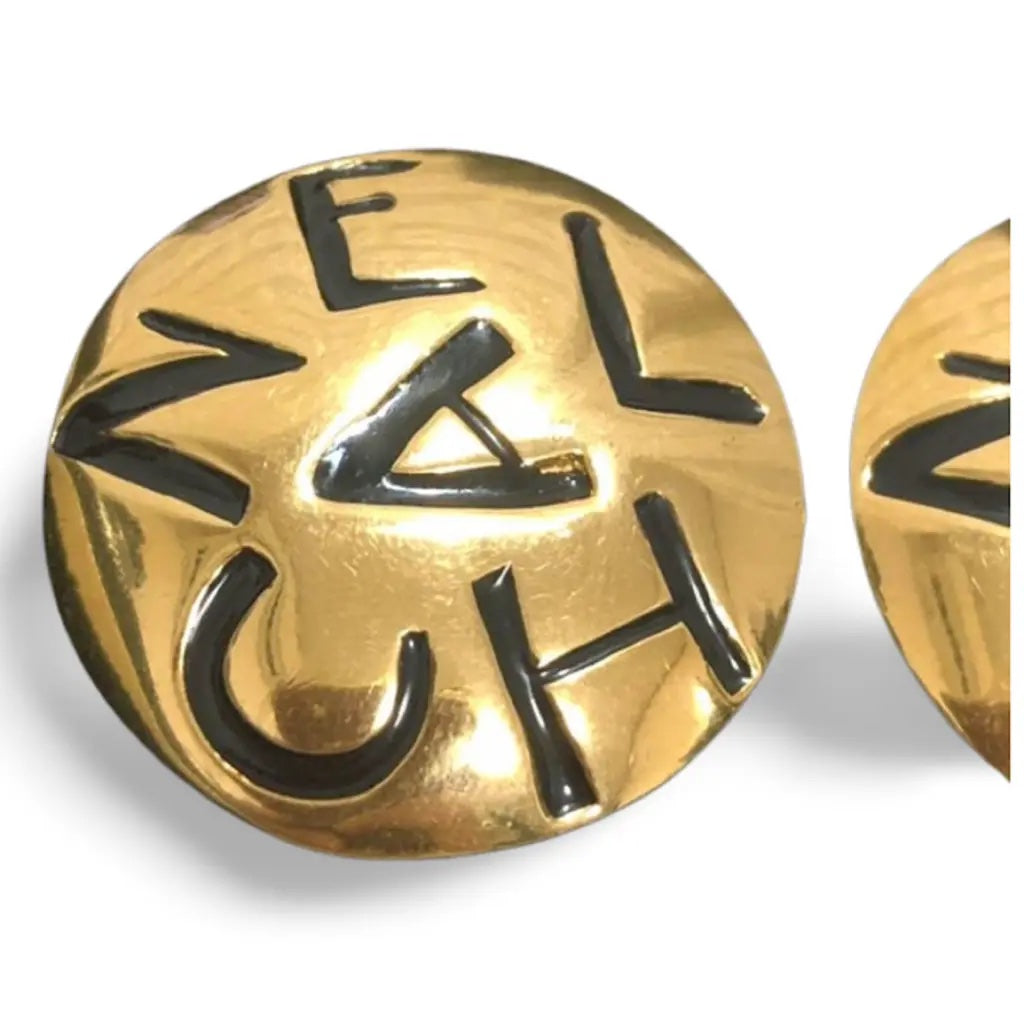 CHANEL VINTAGE  LOGO ENGRAVED CLIP-ON EARRINGS