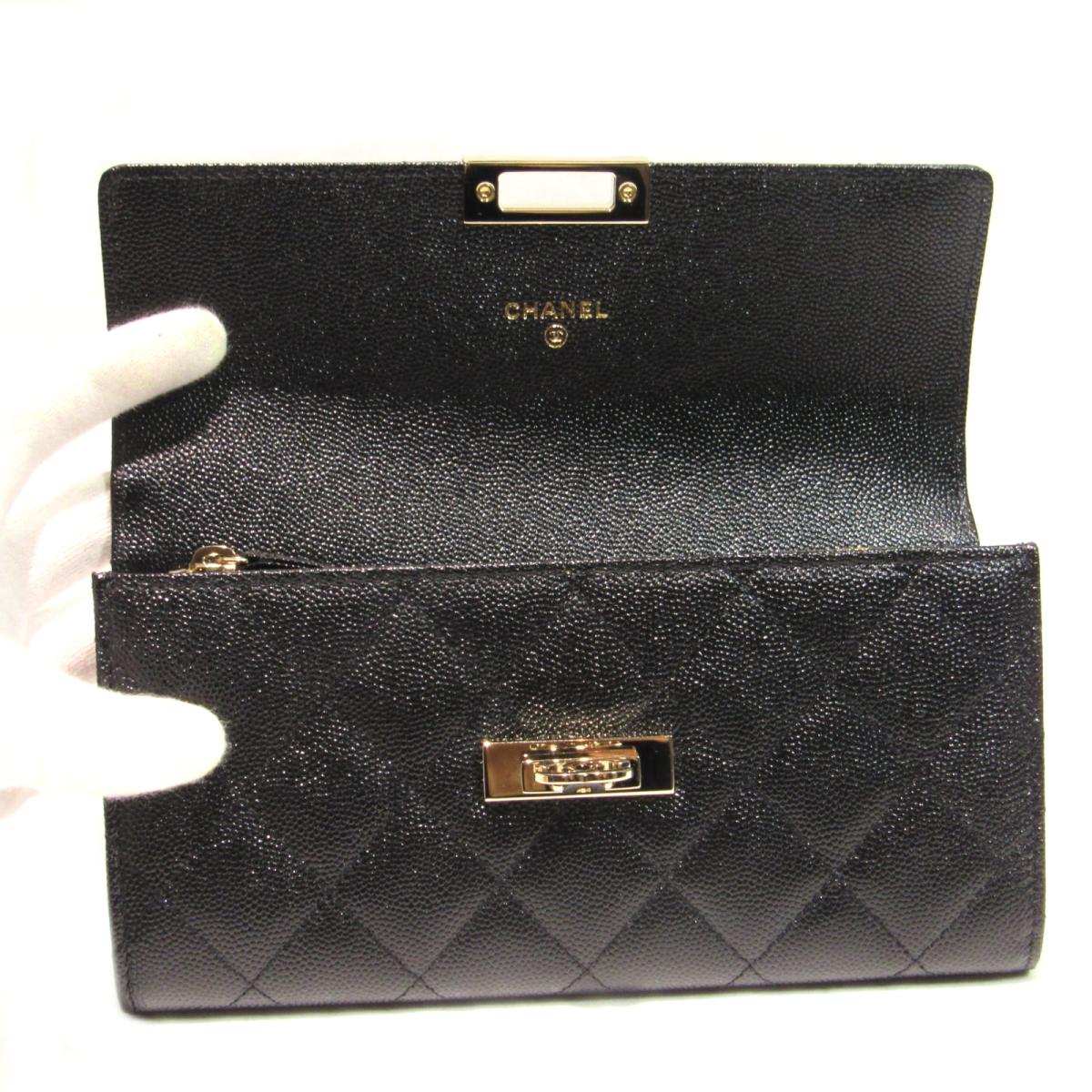 CHANEL COCO CAVIAR MATELASSE LONG WALLET