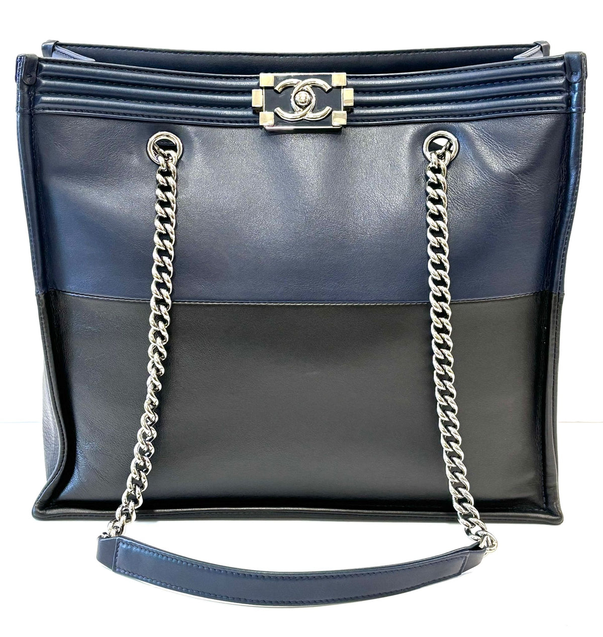 CHANEL 21 LAMBSKIN LEATHER BOY TOTE CHAIN BAG