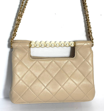 CHANEL CC GHW 25 PEARL HANDLE SHOPPING BAG