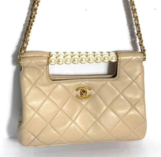 CHANEL CC GHW 25 PEARL HANDLE SHOPPING BAG