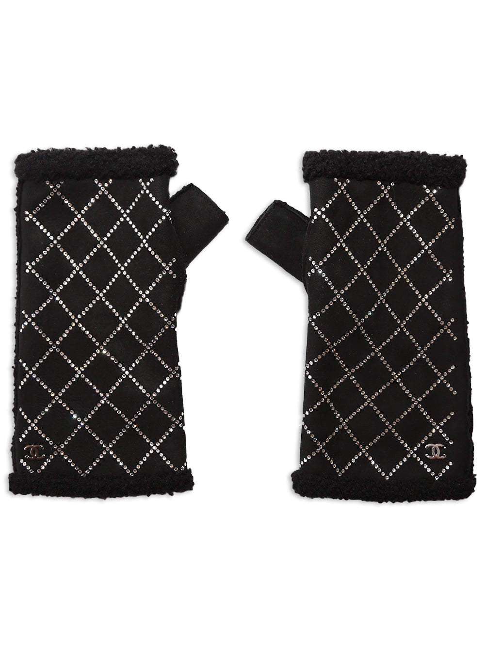 Crystal Studded Black Handwarmers