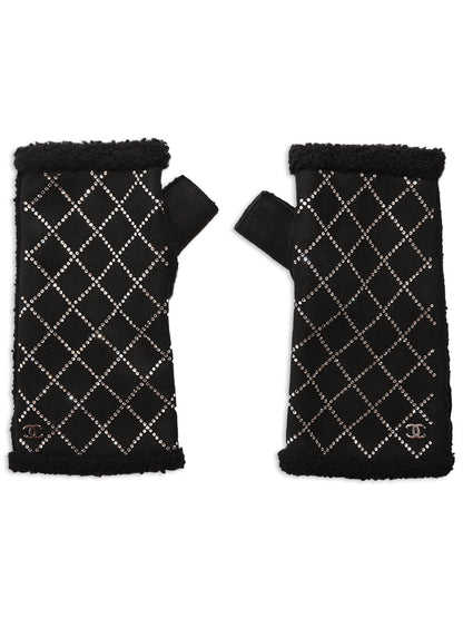 Crystal Studded Black Handwarmers