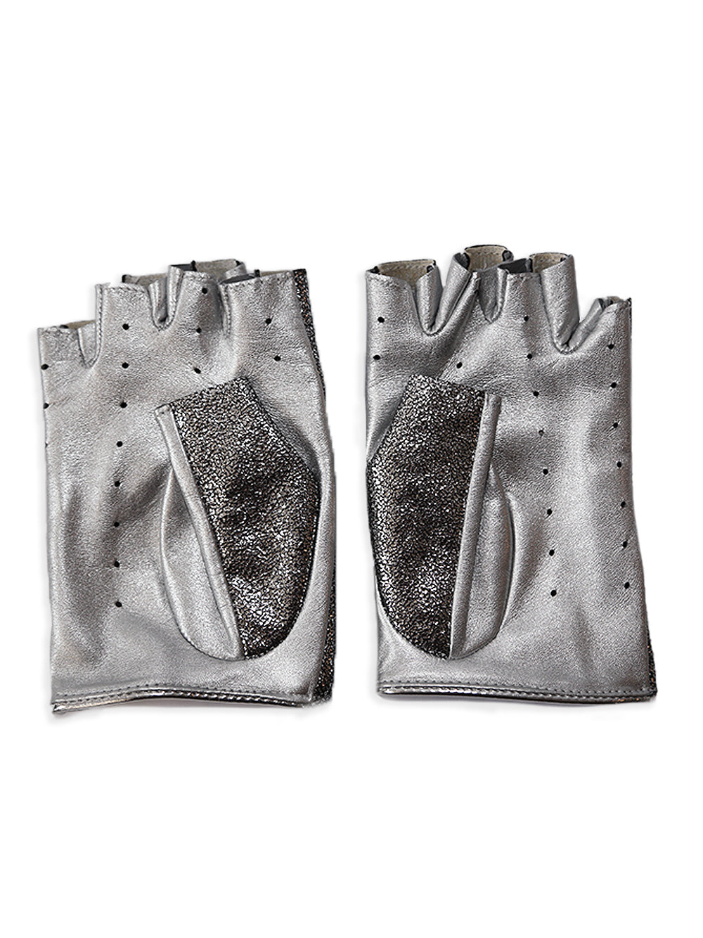 Metallic Silver Fingerless Gloves