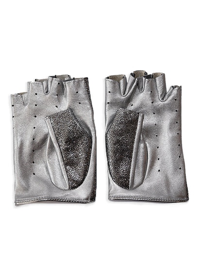 Metallic Silver Fingerless Gloves