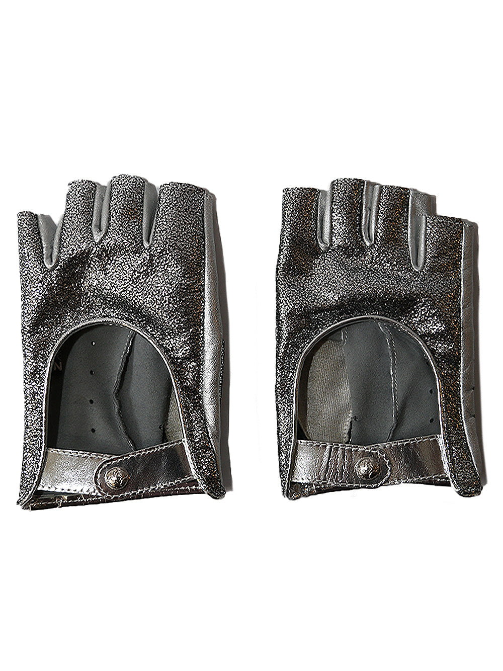 Metallic Silver Fingerless Gloves