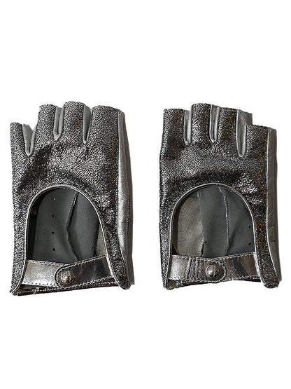 Metallic Silver Fingerless Gloves