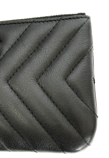 CHANEL LEATHER CHEVRON MINI TASSEL ZIP POUCH