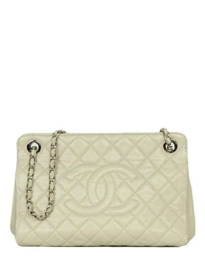 Chanel Ivory Caviar Leather Timeless CC Tote Bag
