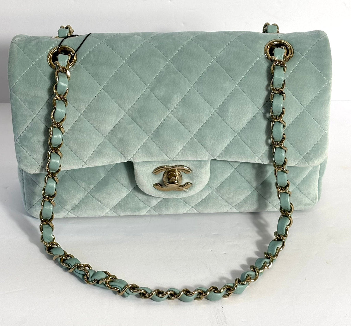 CHANEL VELVET QUILTED MINI FLAP BAG