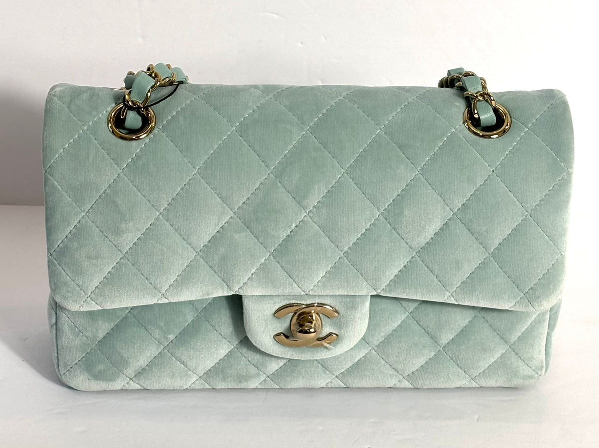 CHANEL VELVET QUILTED MINI FLAP BAG