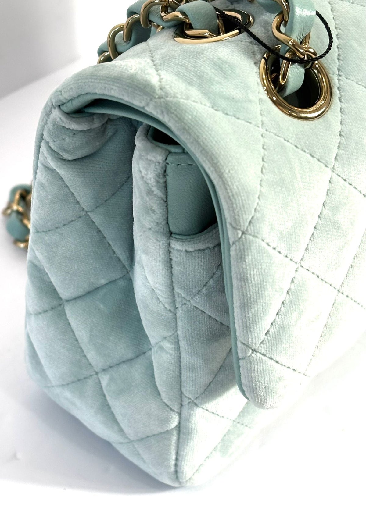 CHANEL VELVET QUILTED MINI FLAP BAG