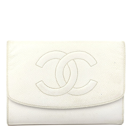 CHANEL VINTAGE WHITE CAVIAR WALLET