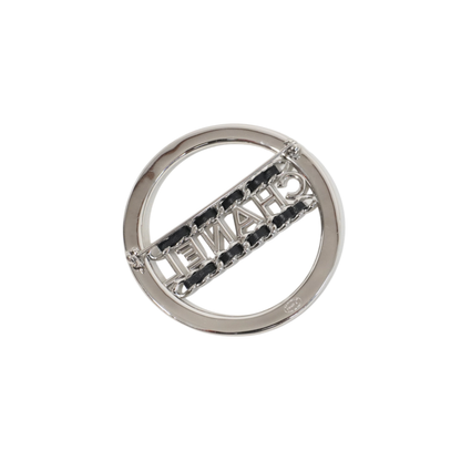 Chanel Crystal Logo Brooch