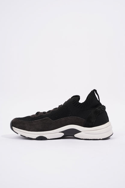 Chanel CC Logo Knit Sneaker Black   White Suede EU 37.5 UK 4.5