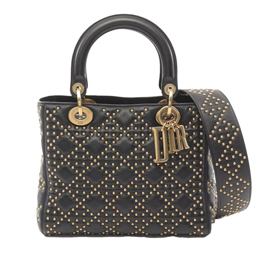Medium Lambskin Cannage Studded Supple Lady Dior