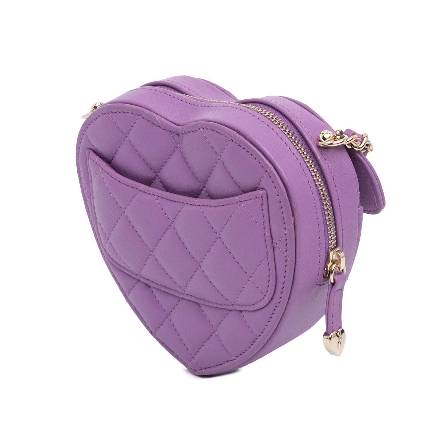 Purple Chanel Mini Lambskin CC in Love Heart Crossbody