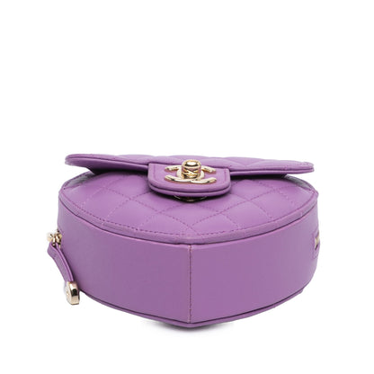 Purple Chanel Mini Lambskin CC in Love Heart Crossbody