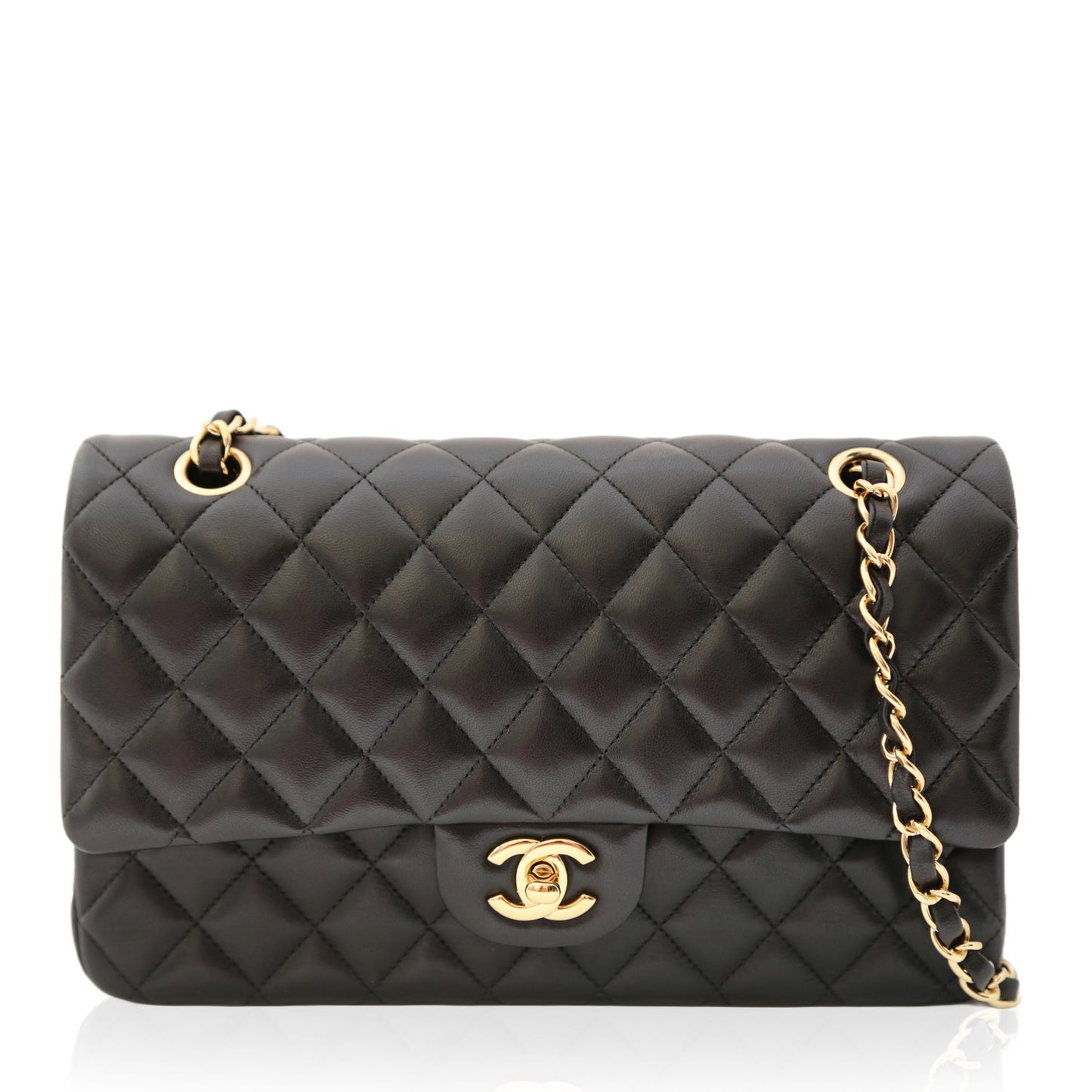 Medium Classic Lambskin Flap Bag GHW