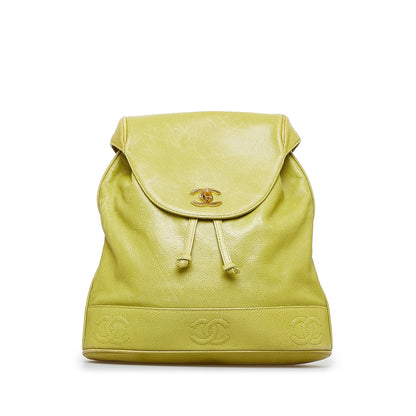 Green Chanel Caviar Triple CC Backpack