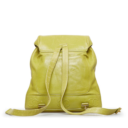 Green Chanel Caviar Triple CC Backpack