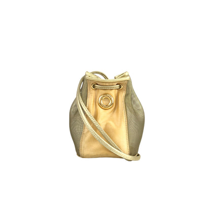 CELINE Circle Logo Drawstring Small Shoulder bag Beige Vintage s6bm4s