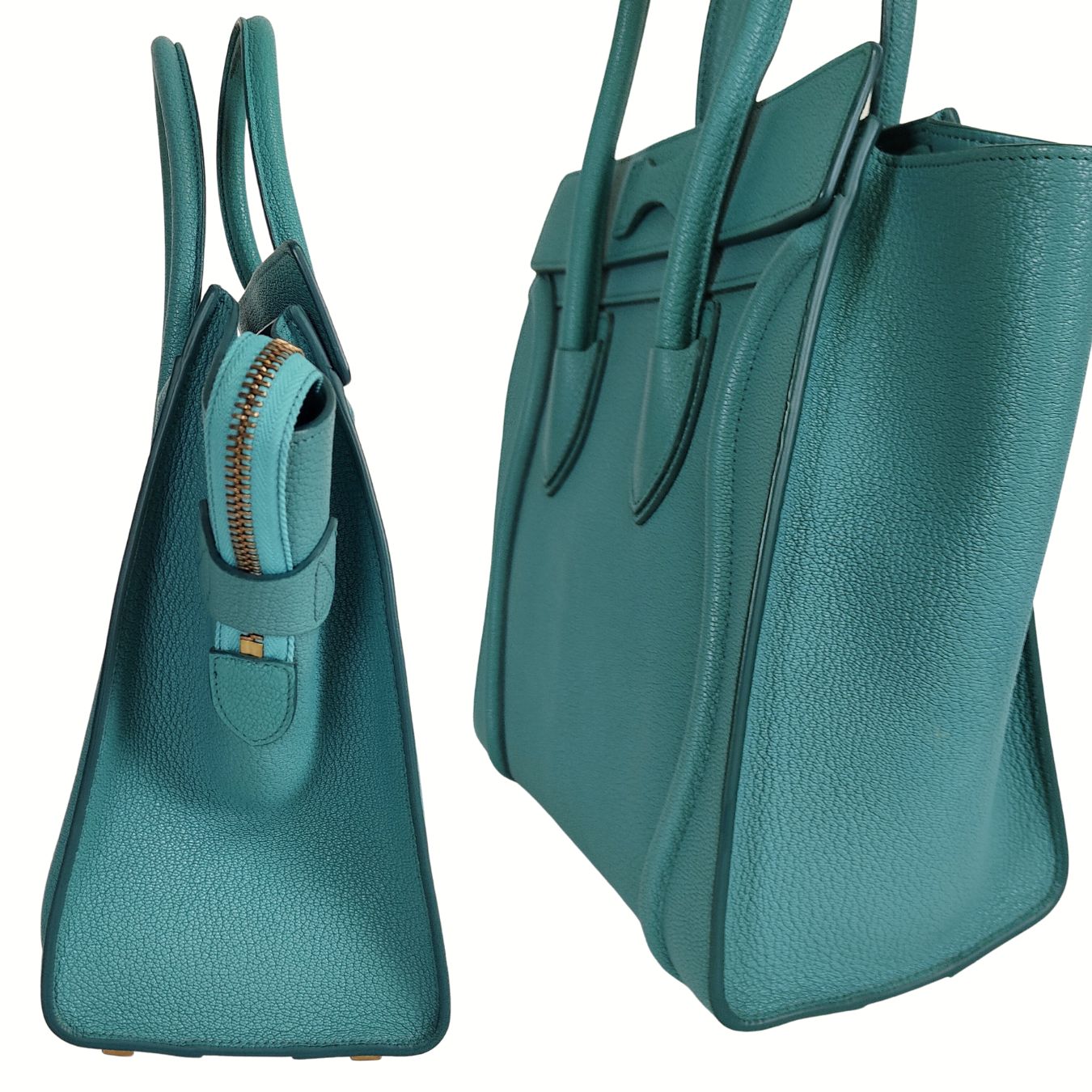 Celine Luggage Micro handbag in turquoise calfskin