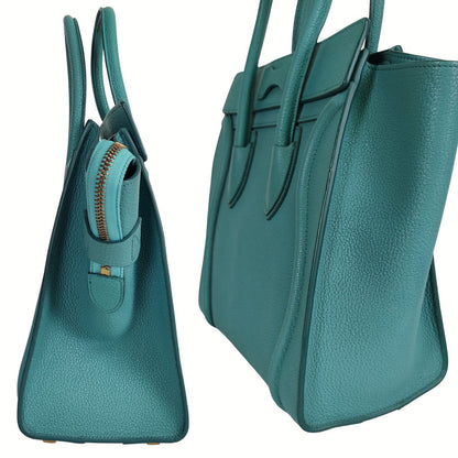Celine Luggage Micro handbag in turquoise calfskin