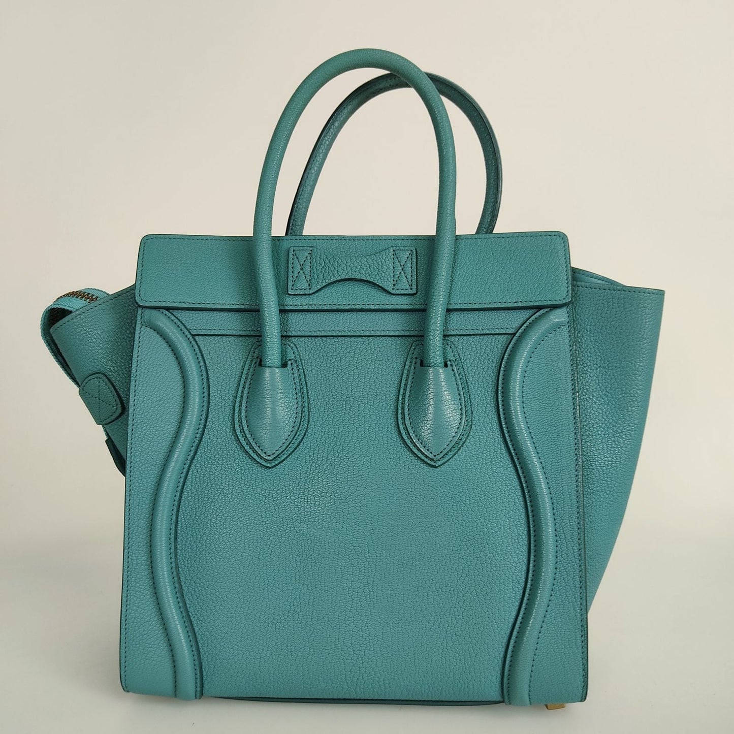 Celine Luggage Micro handbag in turquoise calfskin