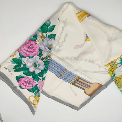 Celine multicolored floral print silk scarf