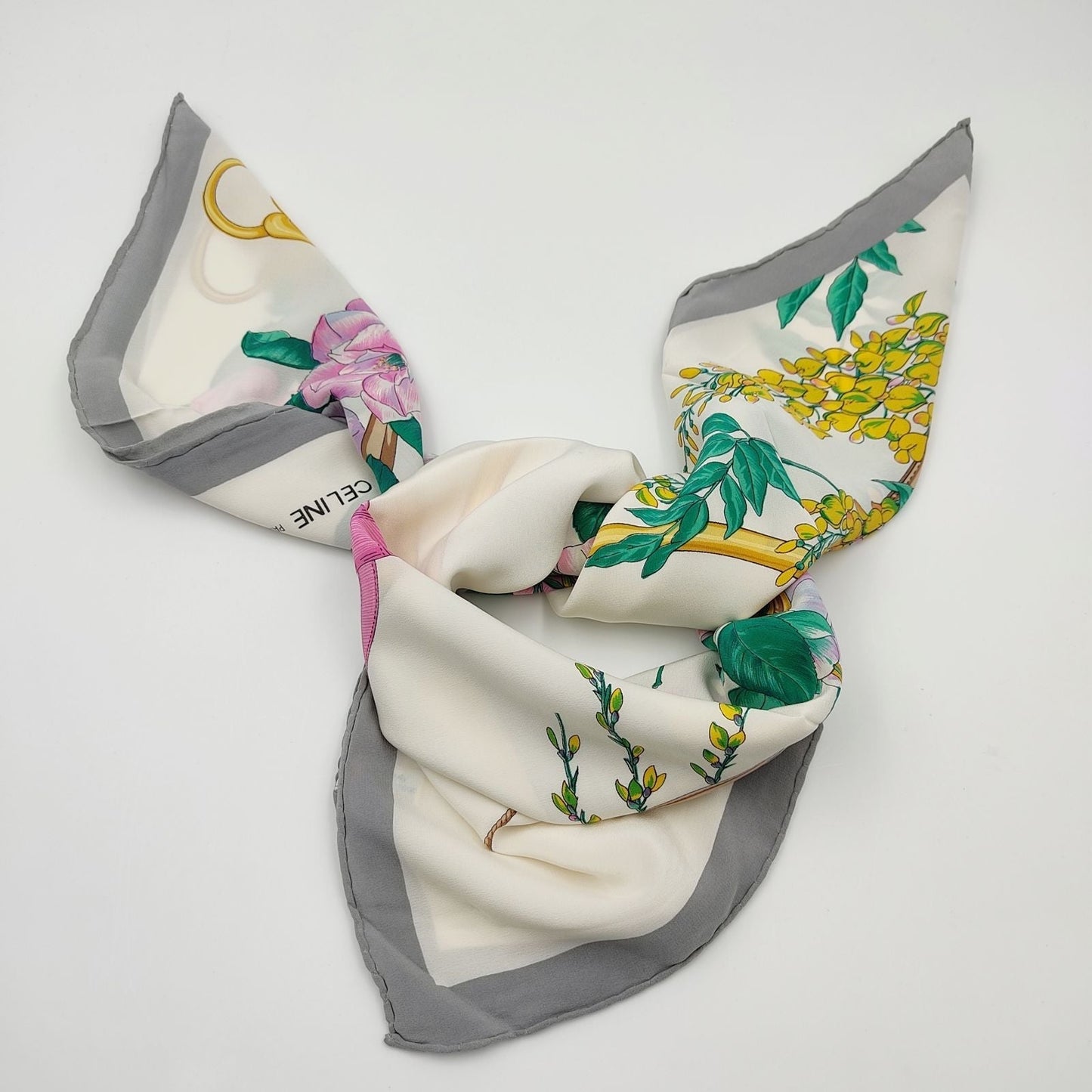 Celine multicolored floral print silk scarf