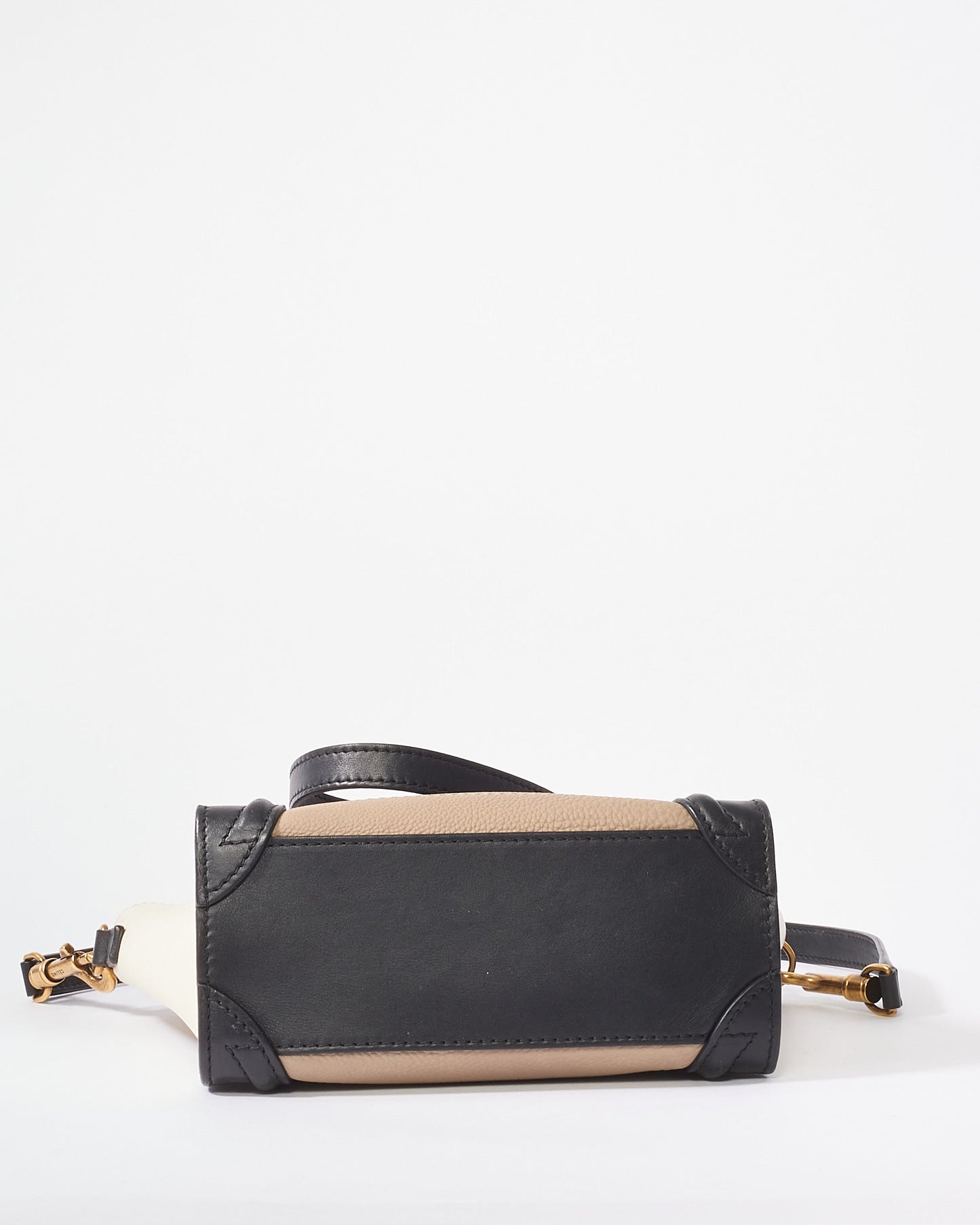 Celine Tri-Color Beige/Black/White Leather Nano Luggage Bag