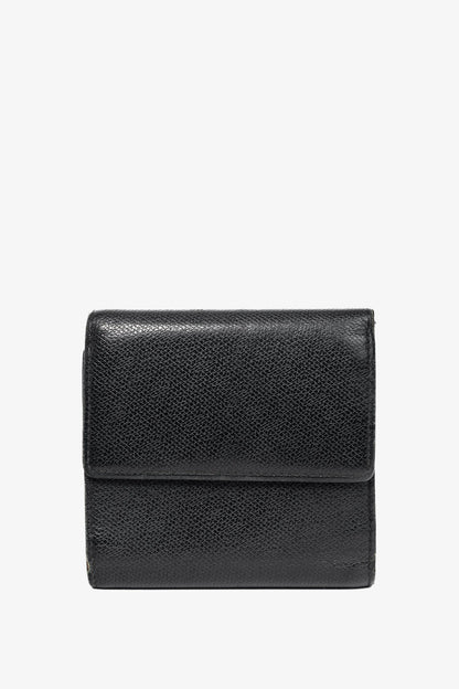 Chanel Black Leather Coco-Button Trifold Compact Wallet