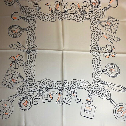 Chanel Logo Print Silk Scarf