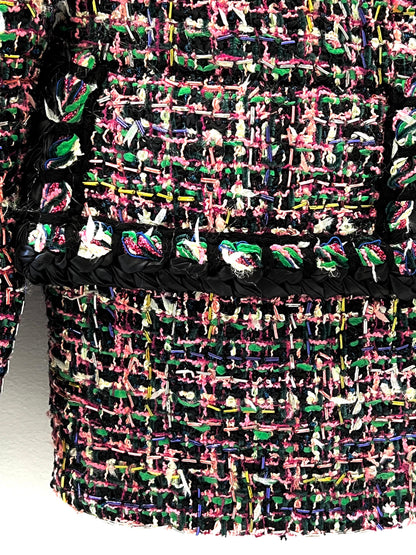 CHANEL BLACK MULTICOLOR TWEED TIMELESS JACKET