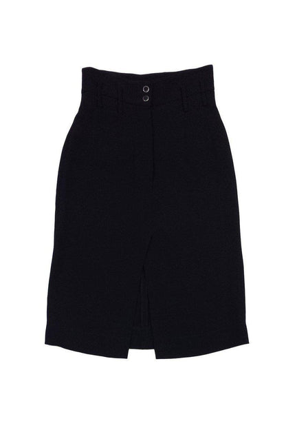 Chanel - Black Silk A-Line Skirt Sz