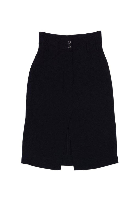 Chanel - Black Silk A-Line Skirt Sz