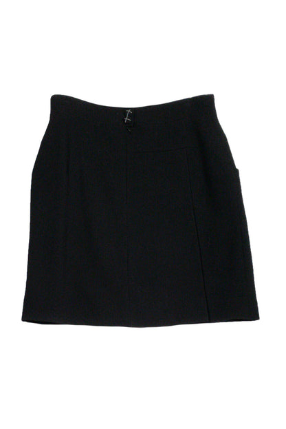 Chanel - Black Wool Pencil Skirt Sz