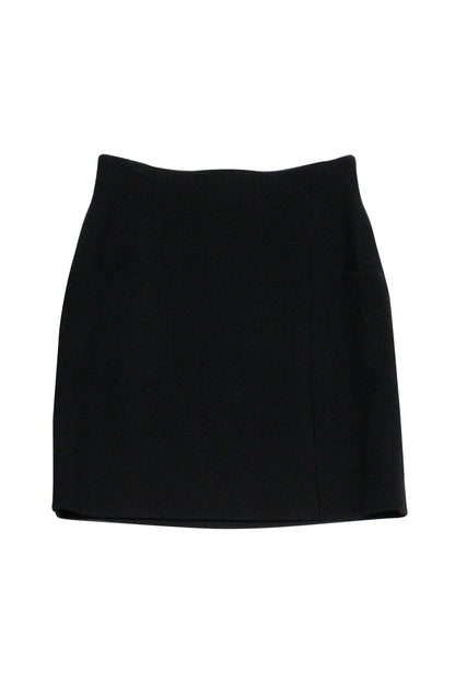 Chanel - Black Wool Pencil Skirt Sz