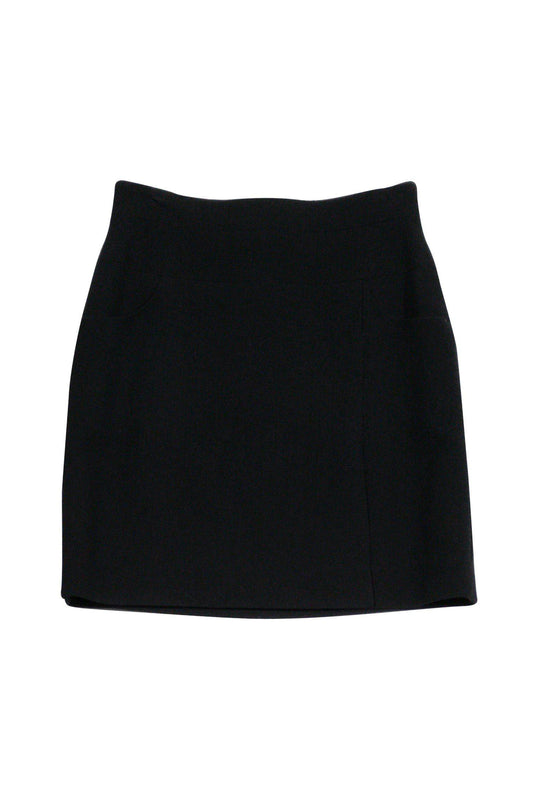 Chanel - Black Wool Pencil Skirt Sz